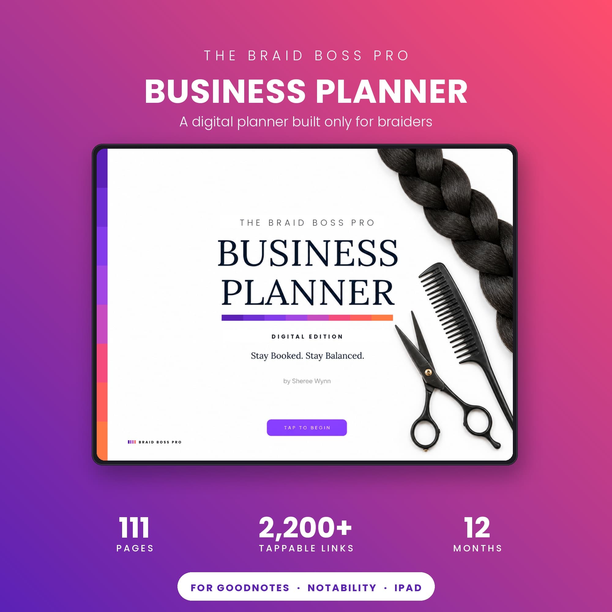 Braid Boss Pro Business Planner cover on an iPad